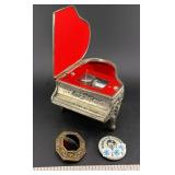 Old Japan piano music jewelry box & contents