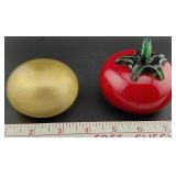2 MURANO paperweights tomato & gold dust