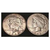 TWO 1935 Us silver dollars Peace Mints S & P