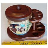 Majolica Heroes of 76 Pipestand & Humidor