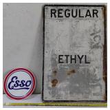 Large old gas station price sign + Esso sign