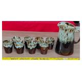 1960s CANONSBURG pottery pitcher &8 tumblers