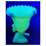 URANIUM glass akro agate slag toothpick holder