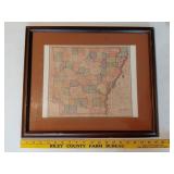 c1910 original framed map of Arkansas