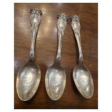 c1910 3 STERLING silver teaspoons Manchester