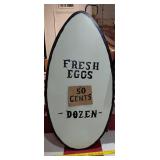 42" tall FRESH EGGS hand painted wooden oval sign
