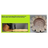 Antique lion head Meerschaum pipe & iron ashtray