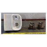 3pc old porcelain water fountain + 2 oil cans