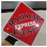 Porcelain & steel RAILWAY EXPRESS AGENCY sign