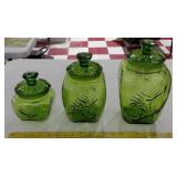LE SMITH 3pc sand scroll cannisters emerald green