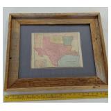 c 1910 barnwood framed map of south central USA
