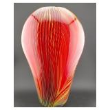 MURANO large heavy art glass vase red black gold