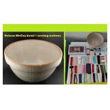NELSON MCCOY c1920s pottery bowl + sewing items