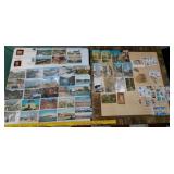 45 old postcards + stamp collection