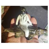 1940s Black Americana boy on alligator crocodile