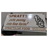 SPRATT's CAT FOOD porcelain advertising rack sign