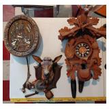 Germany Black Forest 2 cuckoo clocks & bells