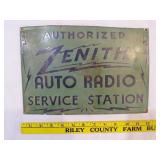 ZENITH auto radio station porcelain sign 12'