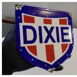 DIXIE GASOLINE porcelain gas pump sign