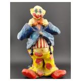Old paper mache creepy 12' clown w bowtie big feet