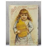 Hall's Hair Renewer embossed tin sign