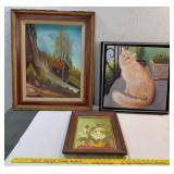 3 framed art oil paintings
