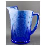 1930s HAZEL ATLAS Royal Lace cobalt blue pitcher