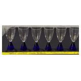 SASAKI set of 6 1980s cobalt blue wine glasses