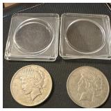 TWO US Peace silver dollars 1922 D & 1923 D