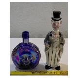 2 old decanters T Roosevelt error & Tuxedo Gent