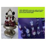 c1880 WILCOX ruby red cut to clear castor set
