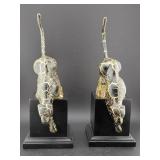 LEOPARD / PANTHER vintage metal big cat bookends