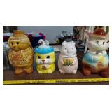 4 vtg figural cookie jars American Bisque, Japan