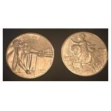 4 OUNCES sterling silver 2x2oz Franklin MInt coins
