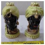 TWO Shawnee blackamoor nubian head vase lamps