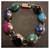 925 STERLING silver Taxco gemstone bracelet