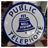 BELL SYSTEM public telephone porcelain sign