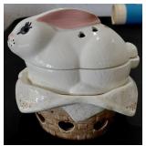 Vintage rabbit on nest fairy lamp or oil warmer