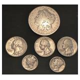 6pc US silver coin collection 1879 Morgan MORE