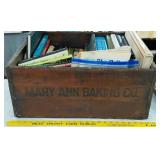 Antique Baking Co wooden box full of books