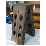 Primitive wooden French Champagne riddling rack