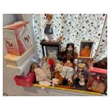 14pc toy doll collection + display case
