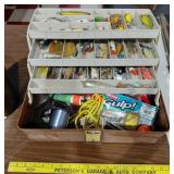 PLANO tackle box w 35+ old fishing lures &MORE