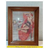 19x15 wooden frame w print of pin-up girl risque