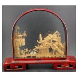 SAN YOU carved cork shadowbox diorama landscape
