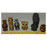 SIX hand crafted owls UNUSUAL creepy halloween