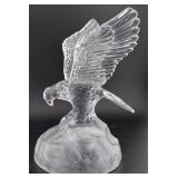 French crystal glass sculpture eagle w fish