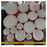 16pc RARE 1955 Anchor Hocking FIRE KING pink swirl