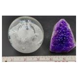 Caithness paperweight & amethyst crystal dome