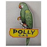 20' POLLY GAS porcelain sign w parrot